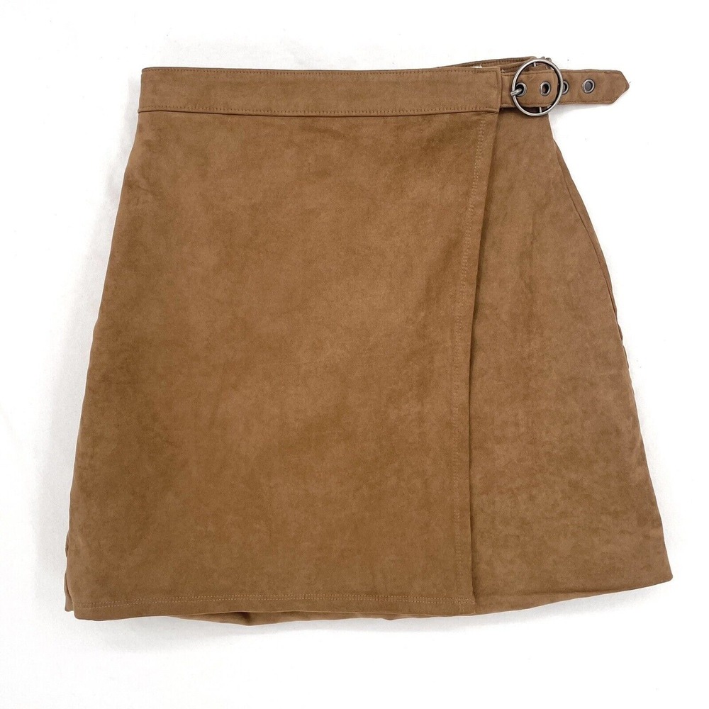 Hollister Womens‎ Mini Skirt Size XS Brown Ultra High Rise Belted Stretch